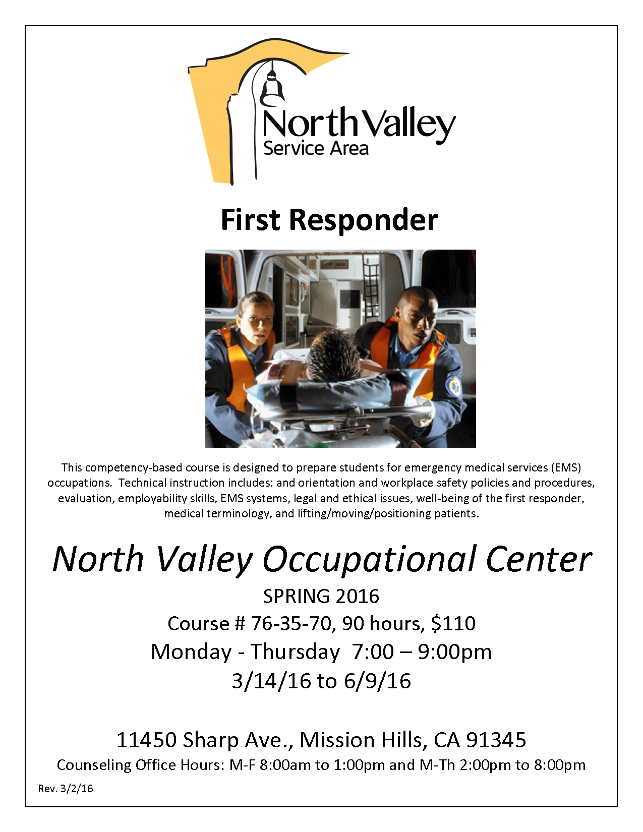 First Responder Health Careers North Valley Occupational Center